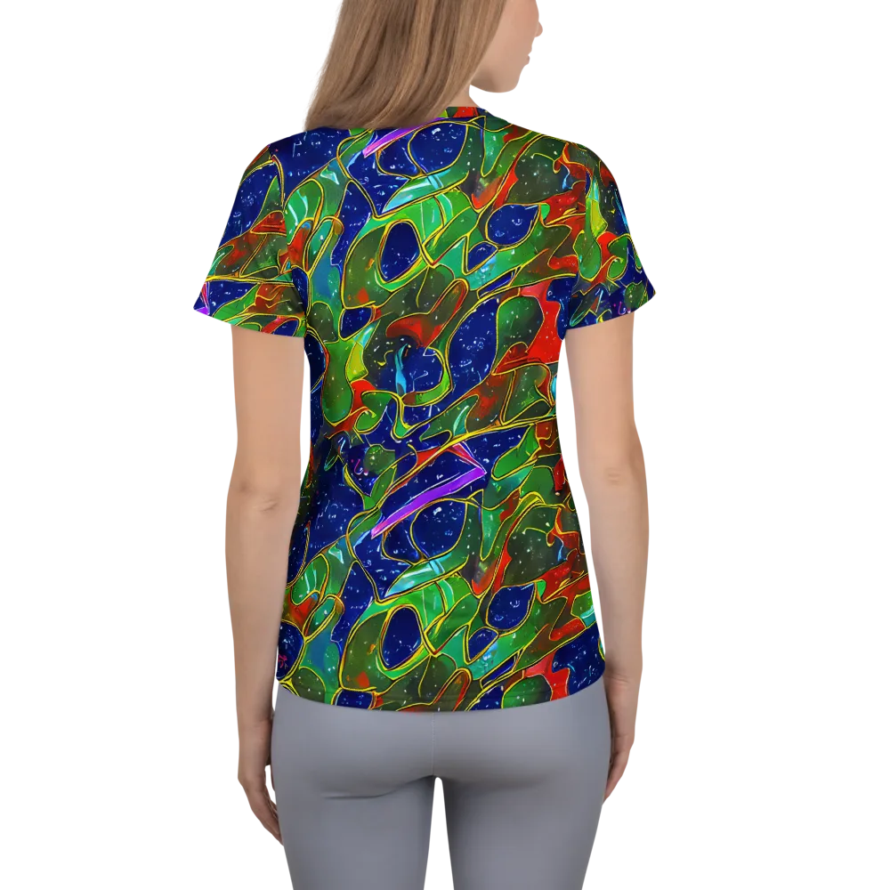 Acid Mosaic on Women's Athletic T-Shirt — Back