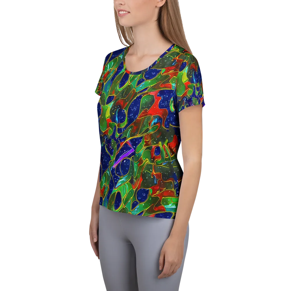 Acid Mosaic on Women's Athletic T-Shirt — Left