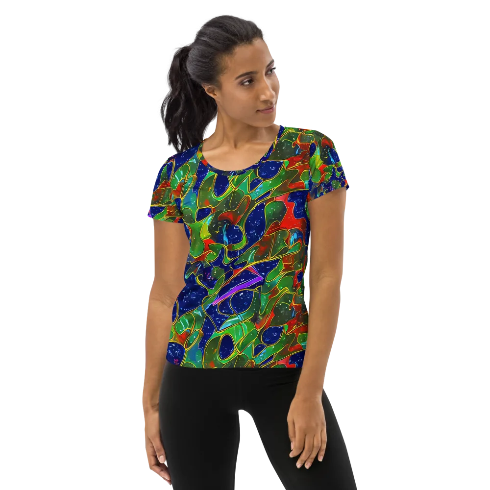 Acid Mosaic on Women's Athletic T-Shirt — Front