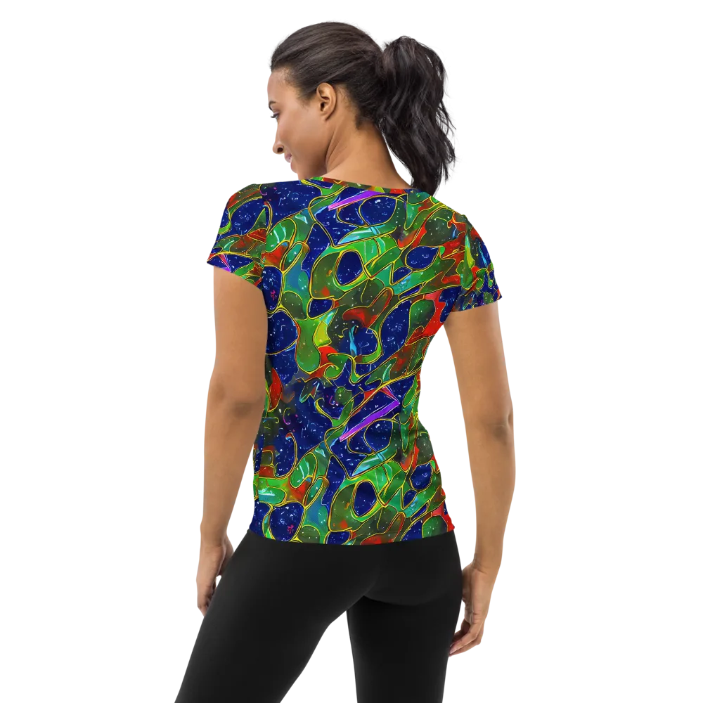Acid Mosaic on Women's Athletic T-Shirt — Back