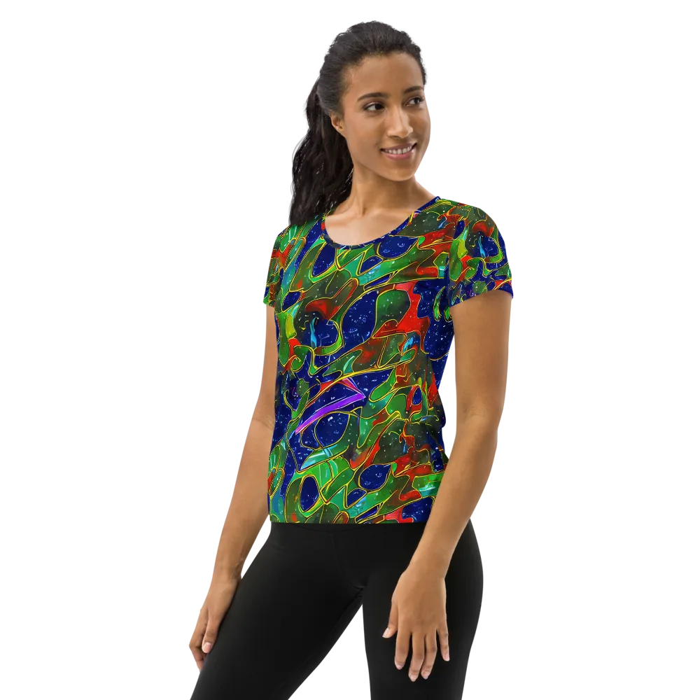 Acid Mosaic on Women's Athletic T-Shirt — Left