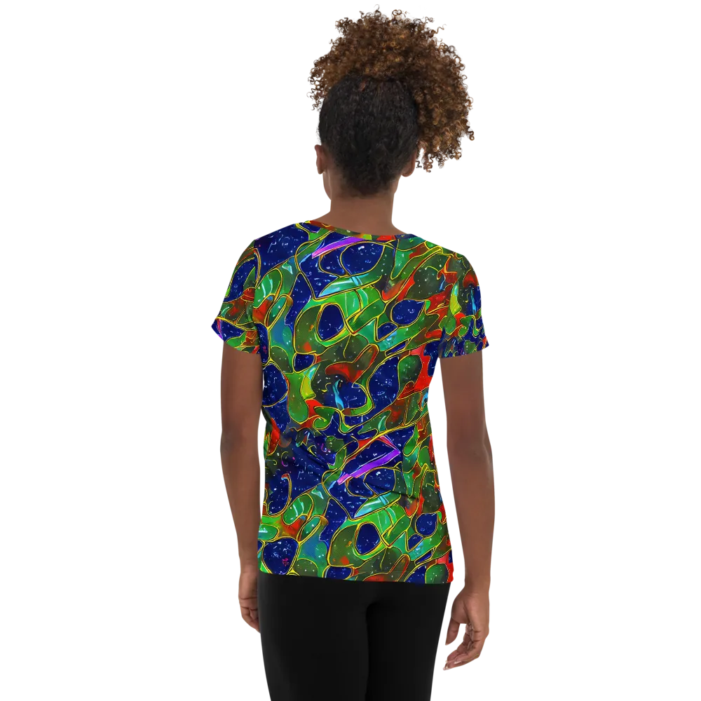 Acid Mosaic on Women's Athletic T-Shirt — Back