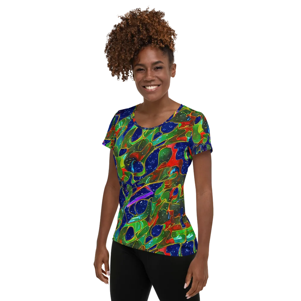 Acid Mosaic on Women's Athletic T-Shirt — Left