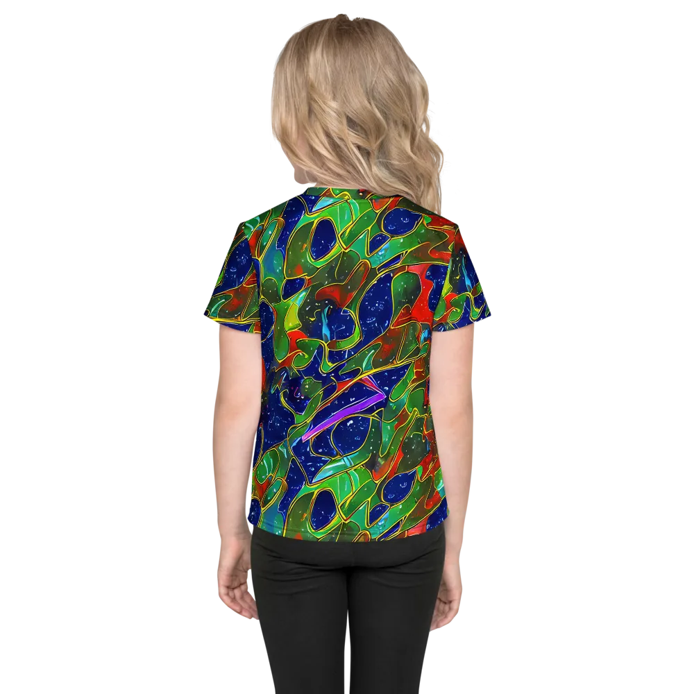 Acid Mosaic on Kids Crew Neck T-Shirt — Back