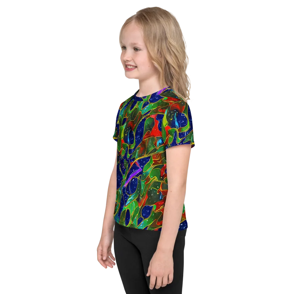 Acid Mosaic on Kids Crew Neck T-Shirt — Left