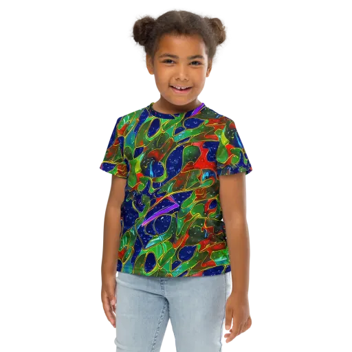 Acid Mosaic on a Kids Crew Neck T-Shirt