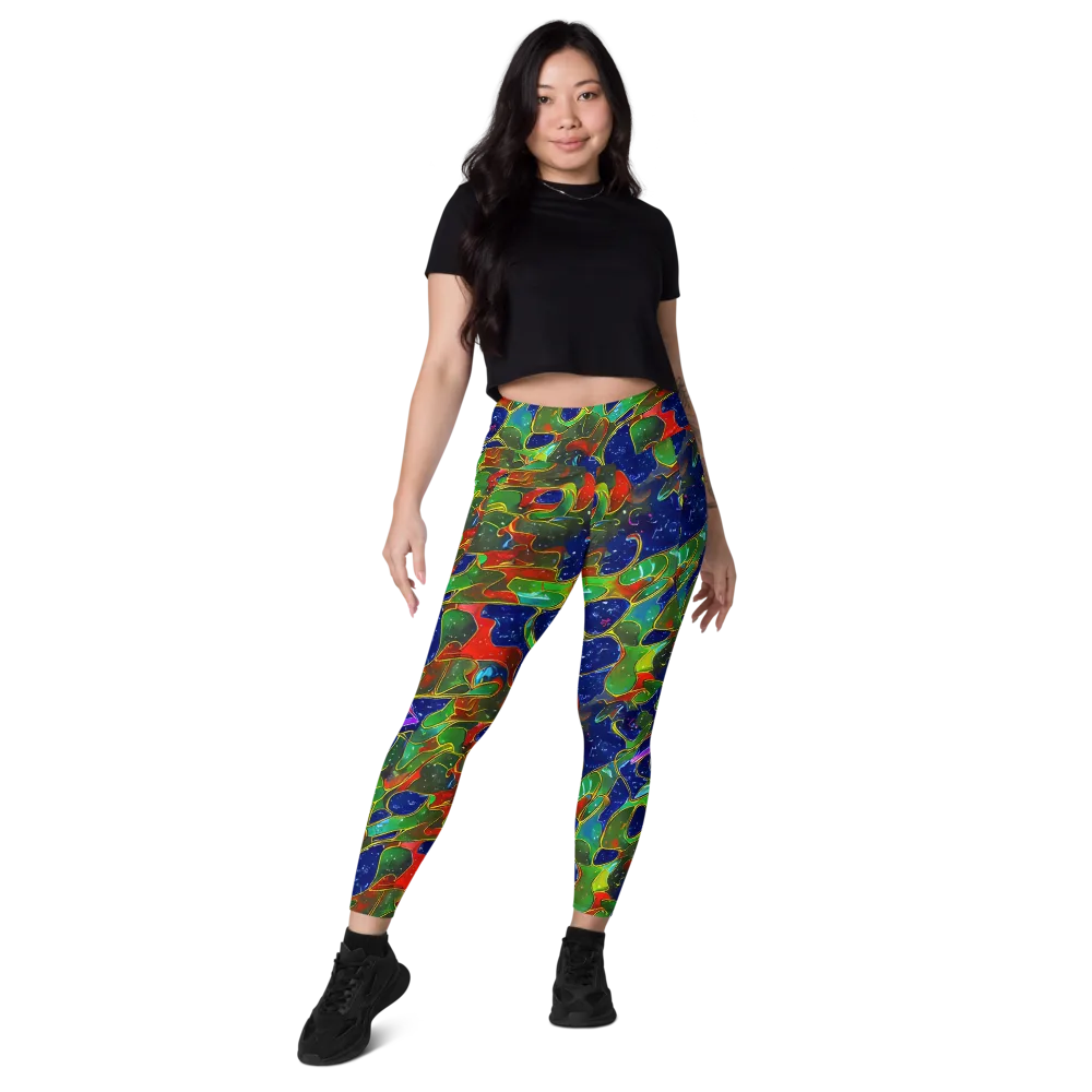 Acid Mosaic on Leggings with Pockets — Front
