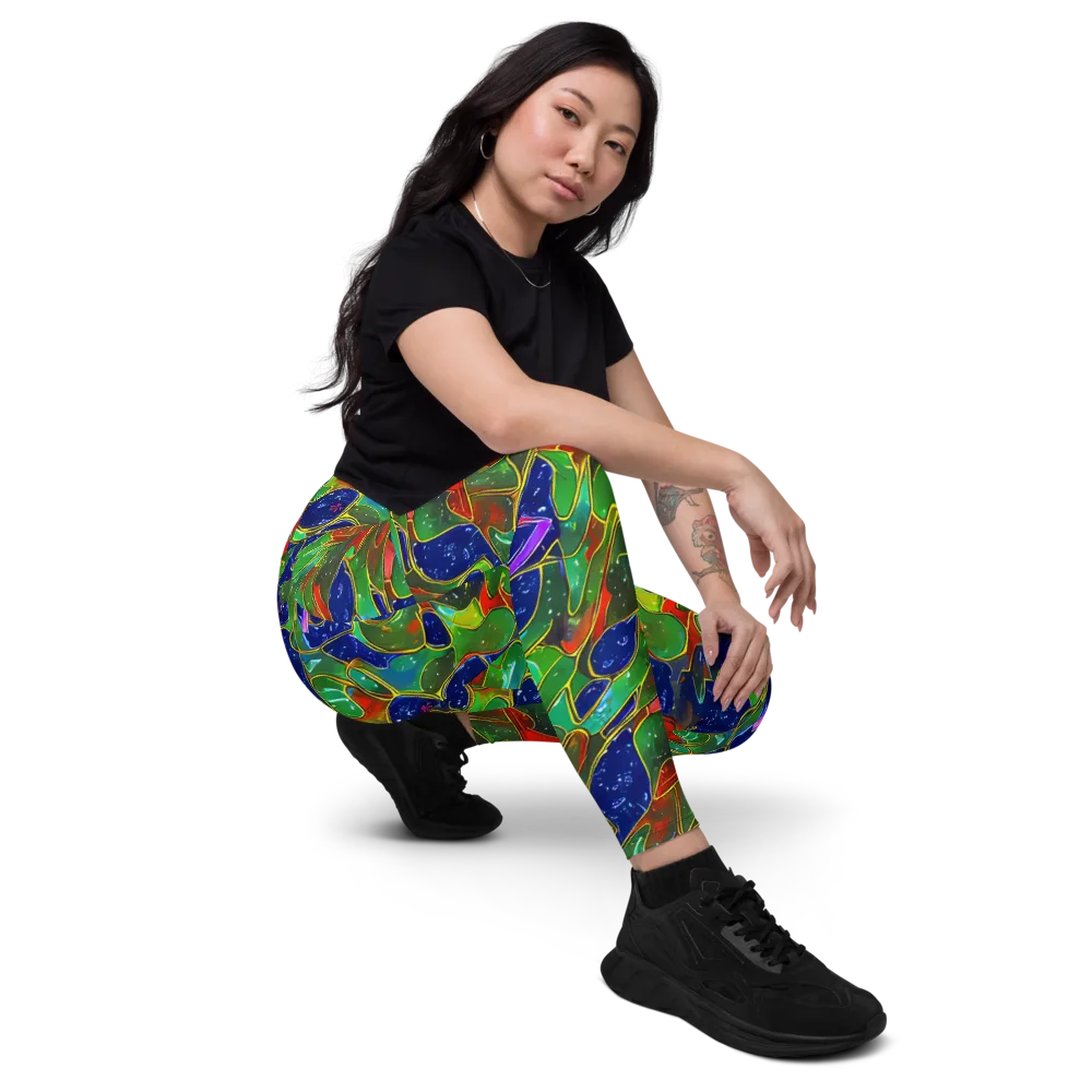 Acid Mosaic on Leggings with Pockets — Right Front