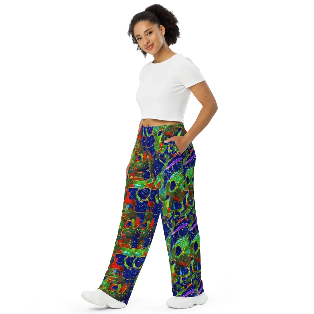 Acid Mosaic on Wide-Leg Pants — Left Front