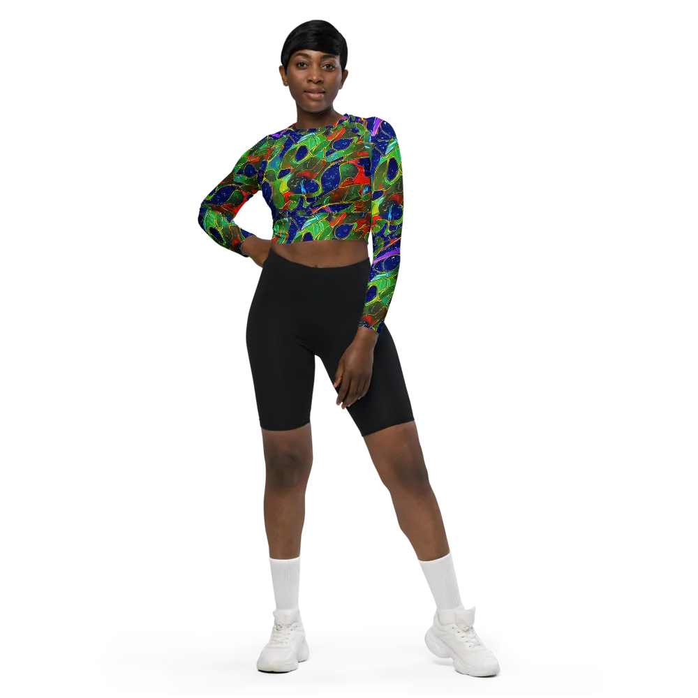Acid Mosaic on Long Sleeve Crop Top — Front