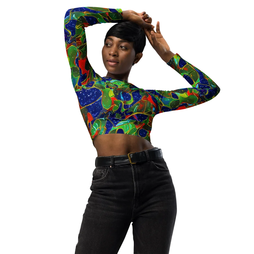 Acid Mosaic on Long Sleeve Crop Top — Front
