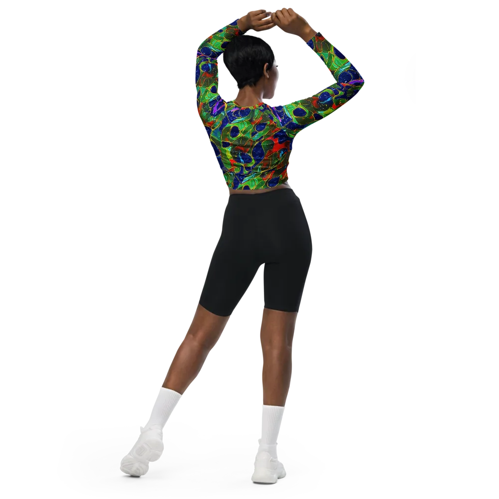 Acid Mosaic on Long Sleeve Crop Top — Back