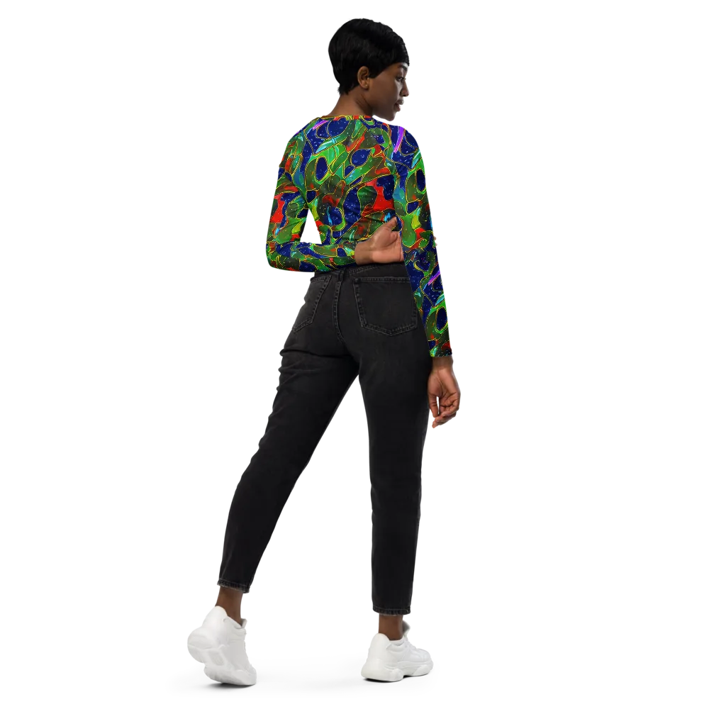 Acid Mosaic on Long Sleeve Crop Top — Right Back