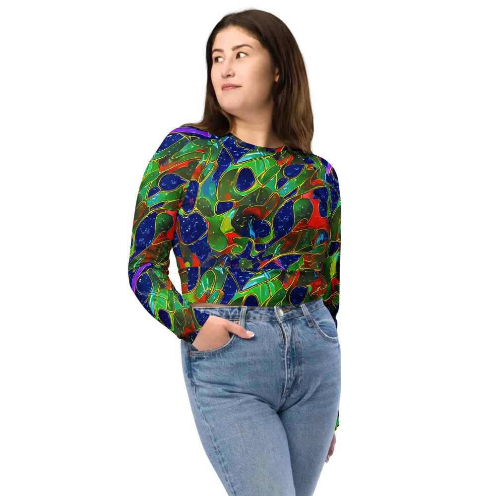 Acid Mosaic on Long Sleeve Crop Top — Front