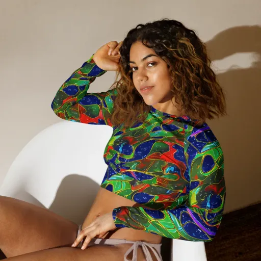 Acid Mosaic on a Long Sleeve Crop Top