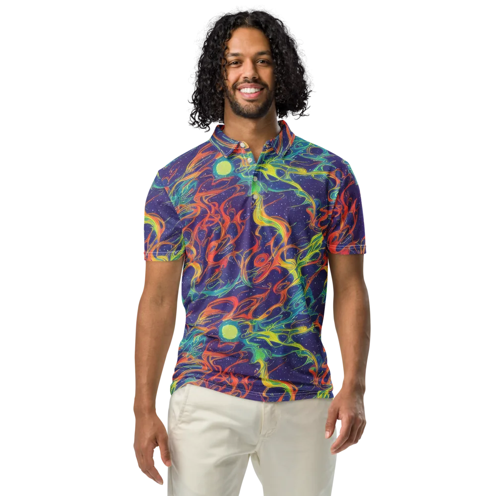 Prismatic Galaxy on Men's Slim Fit Polo Shirt — Front