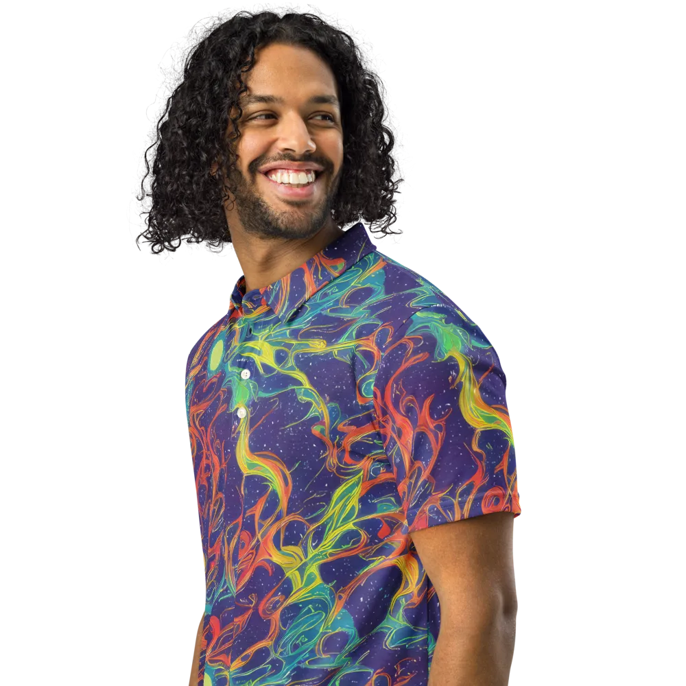 Prismatic Galaxy on Men's Slim Fit Polo Shirt — Left Front