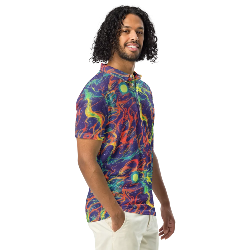 Prismatic Galaxy on Men's Slim Fit Polo Shirt — Right Front