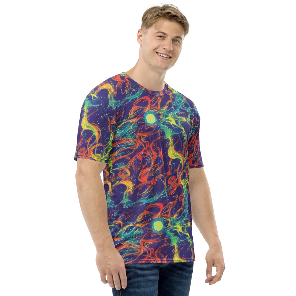 Prismatic Galaxy on Men's Crew Neck T-Shirt — Right