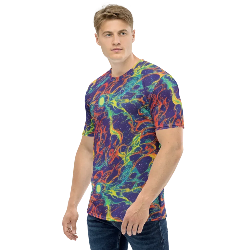 Prismatic Galaxy on Men's Crew Neck T-Shirt — Left