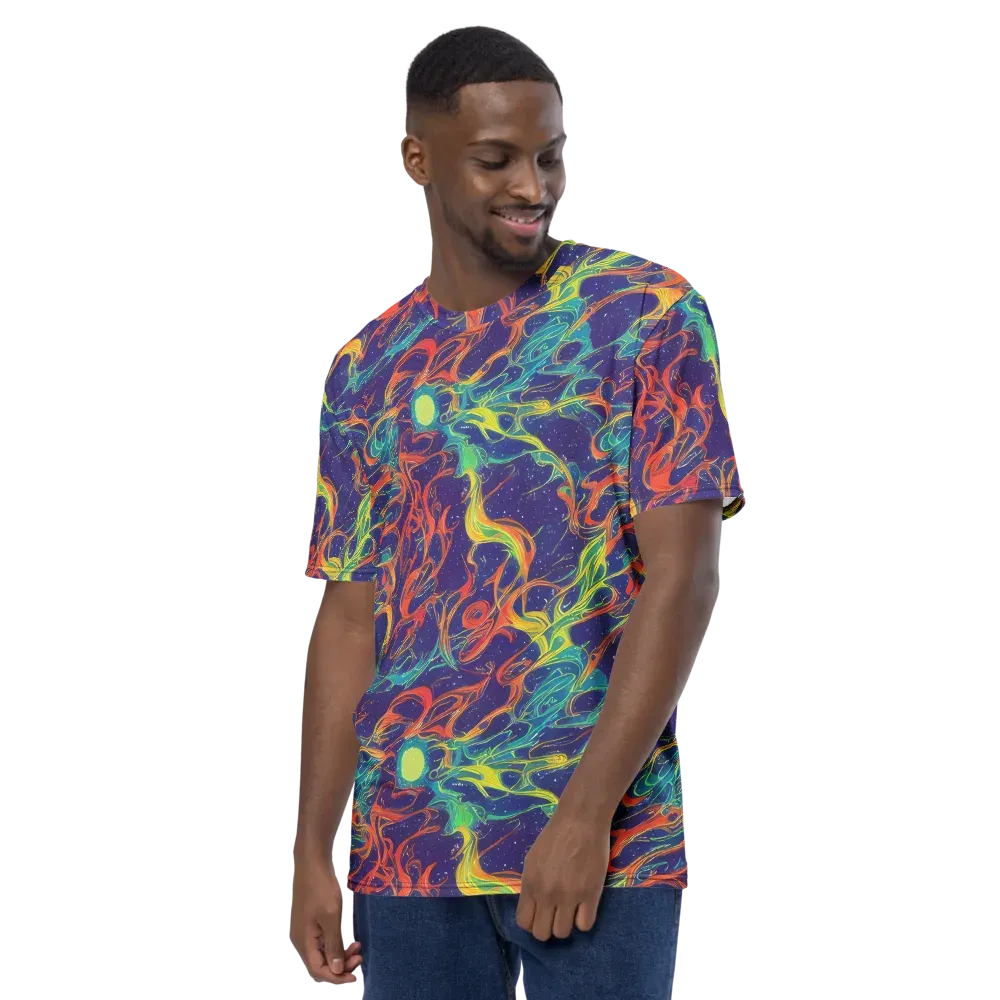 Prismatic Galaxy on Men's Crew Neck T-Shirt — Left