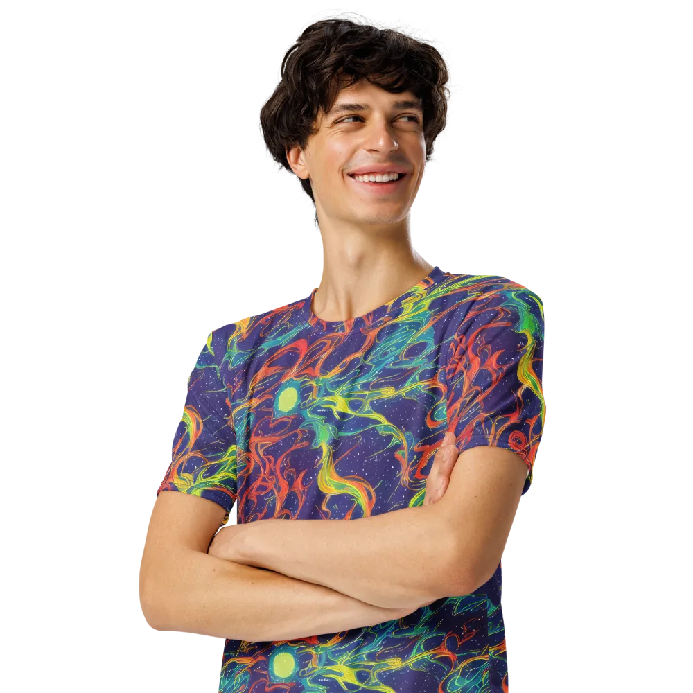 Prismatic Galaxy on Men's Crew Neck T-Shirt — Left Front