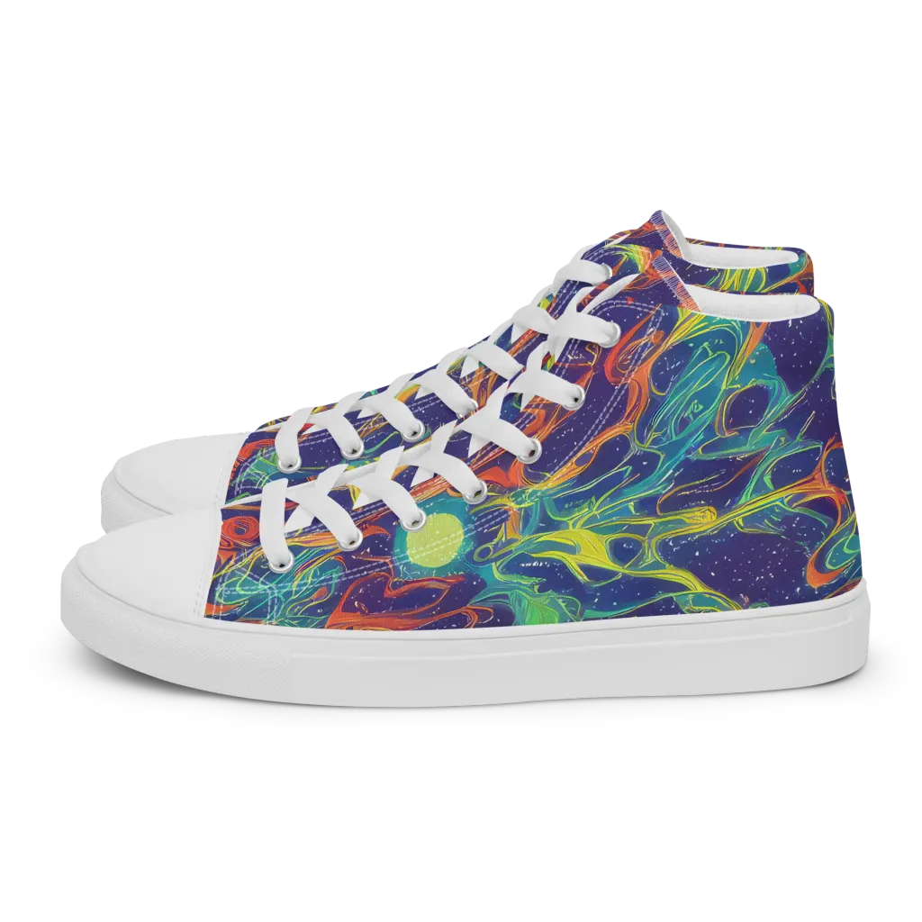 Prismatic Galaxy on Men's High Top Canvas Shoes — Left