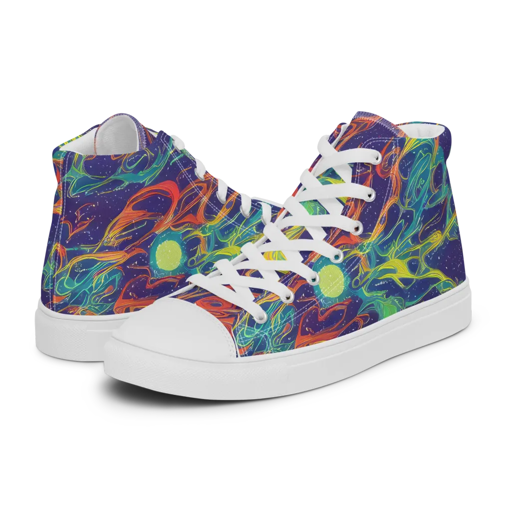 Prismatic Galaxy on Men's High Top Canvas Shoes — Left