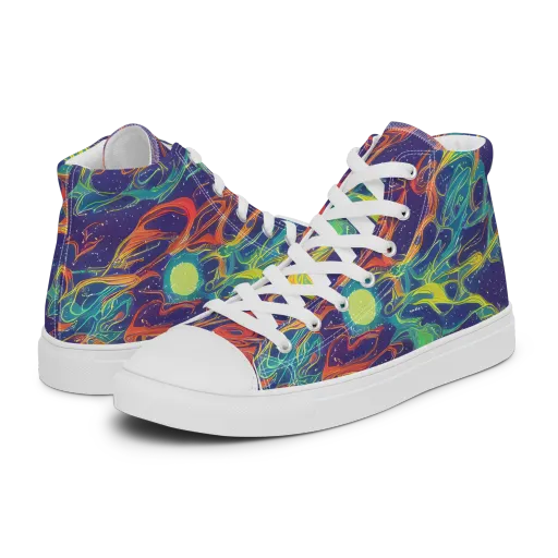 Prismatic Galaxy on a Men's High Top Canvas Shoes
