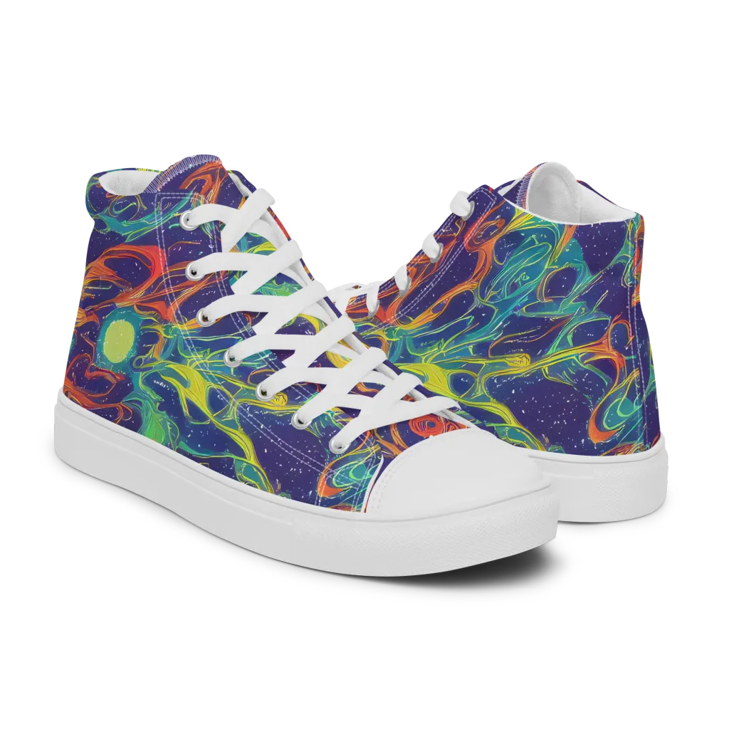 Prismatic Galaxy on Men's High Top Canvas Shoes — Right
