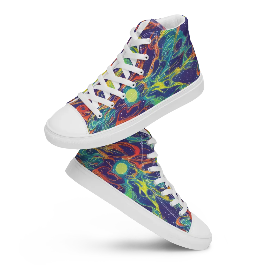 Prismatic Galaxy on Men's High Top Canvas Shoes — Front