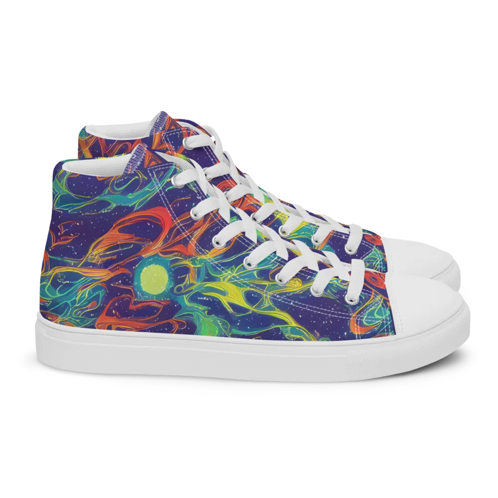 Prismatic Galaxy on Women's High Top Canvas Shoes — Right