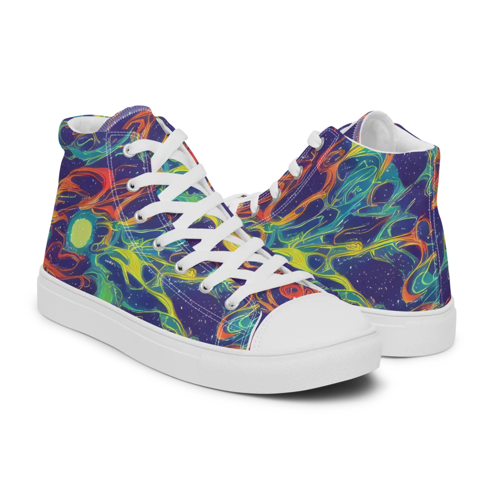 Prismatic Galaxy on Women's High Top Canvas Shoes — Right