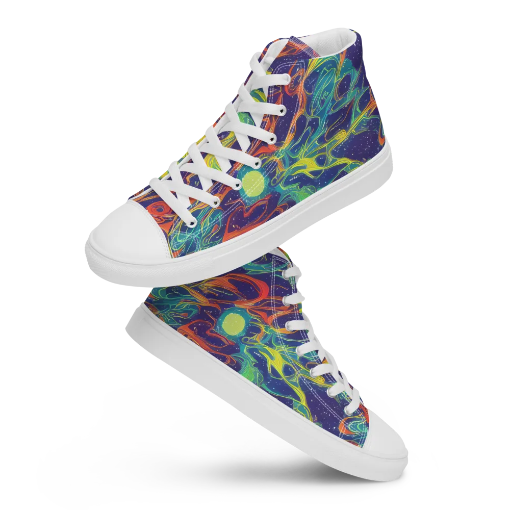 Prismatic Galaxy on Women's High Top Canvas Shoes — Front