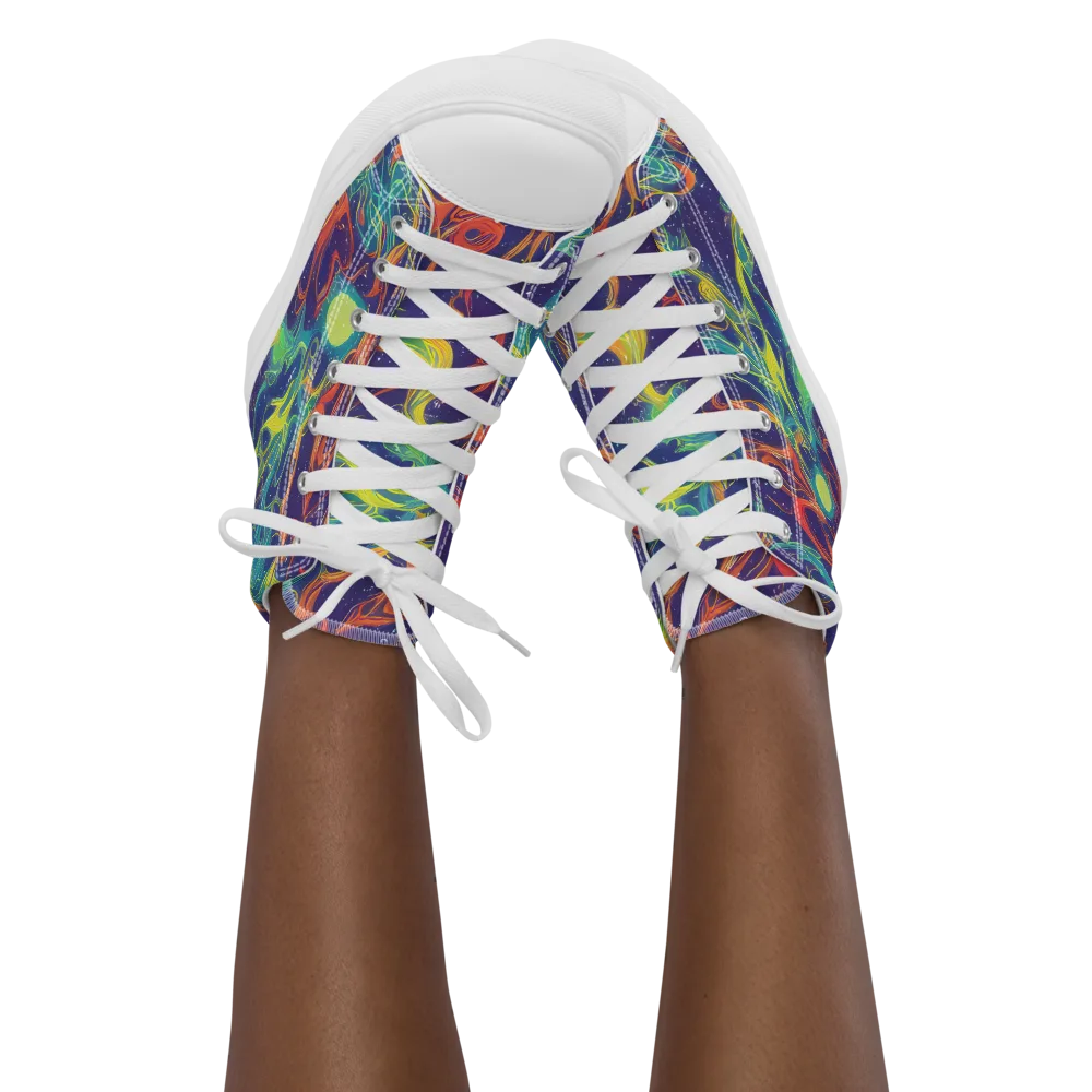 Prismatic Galaxy on Women's High Top Canvas Shoes — Front