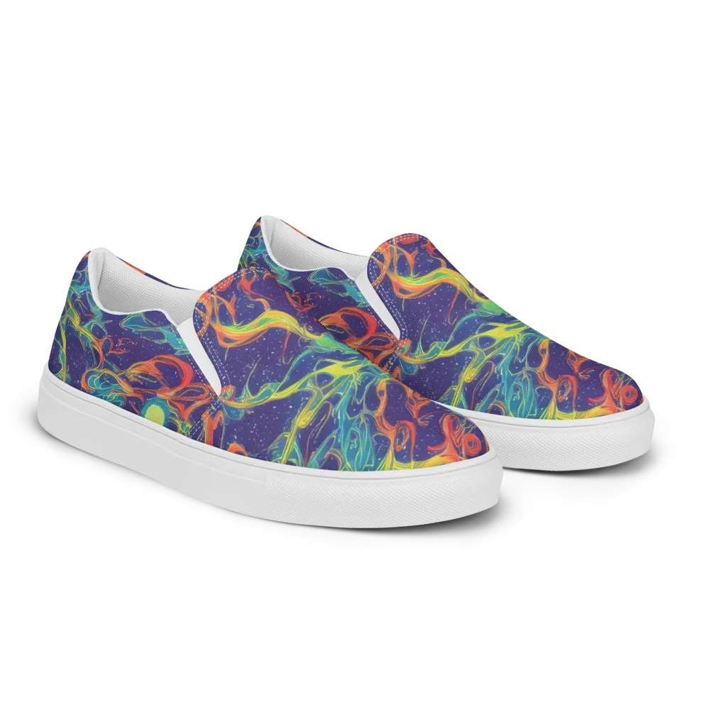 Prismatic Galaxy on Men's Slip-On Canvas Shoes — Right Front