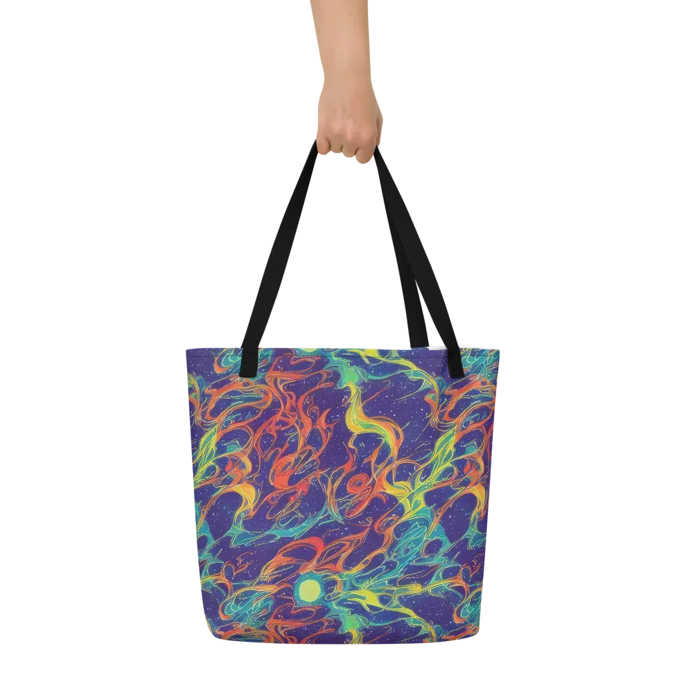 Prismatic Galaxy on Large Tote Bag W/ Pocket — Front