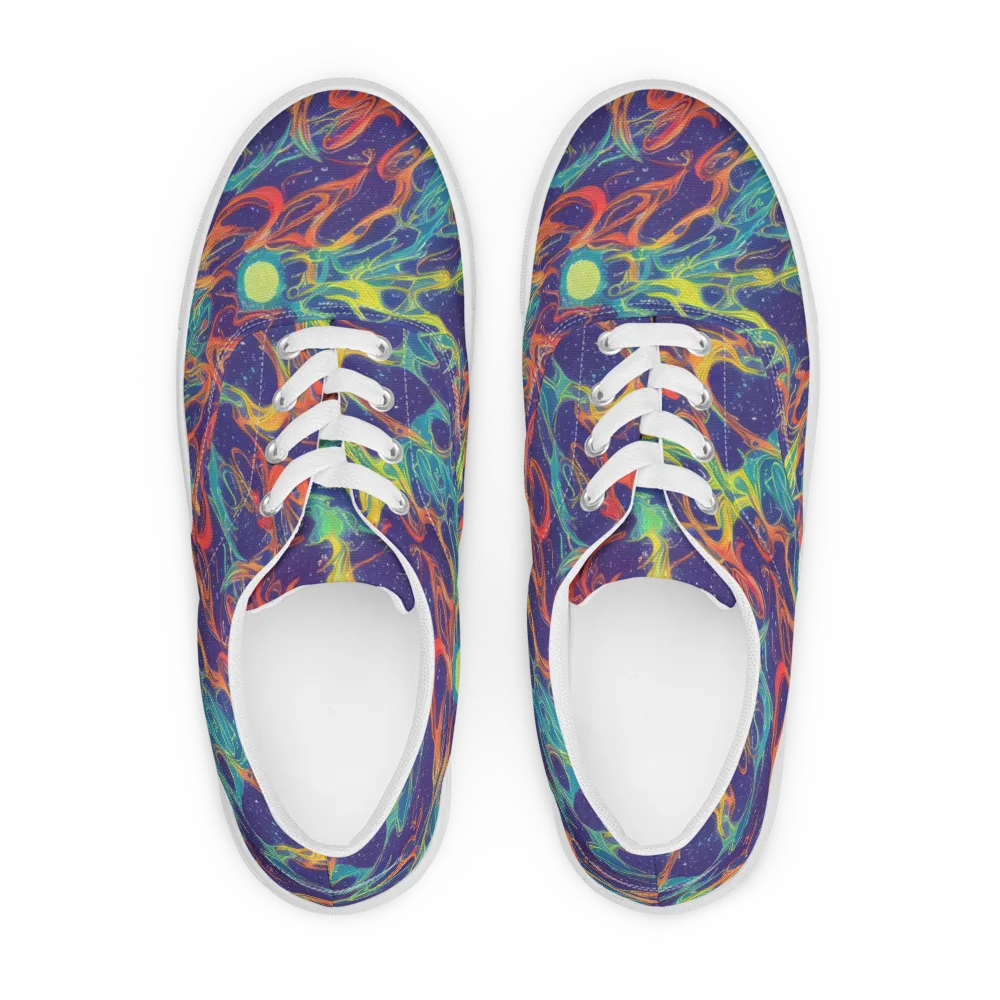 Prismatic Galaxy on Men's Lace-Up Canvas Shoes — Front