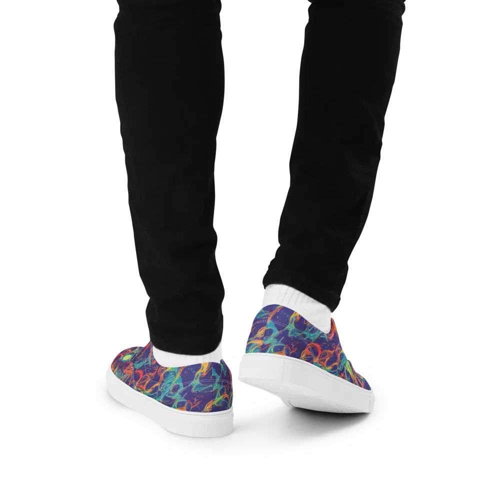 Prismatic Galaxy on Men's Lace-Up Canvas Shoes — Back