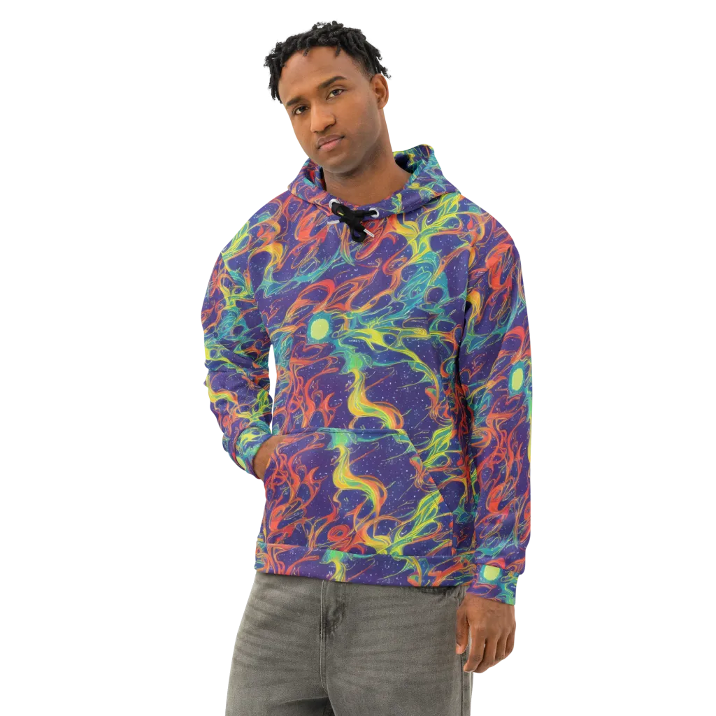 Prismatic Galaxy on Cotton Hoodie — Left Front