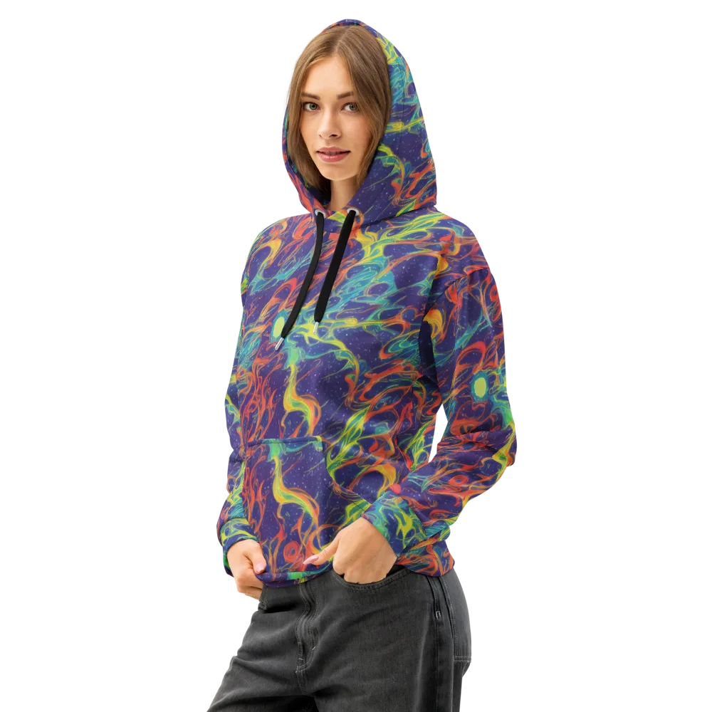 Prismatic Galaxy on Cotton Hoodie — Left Front