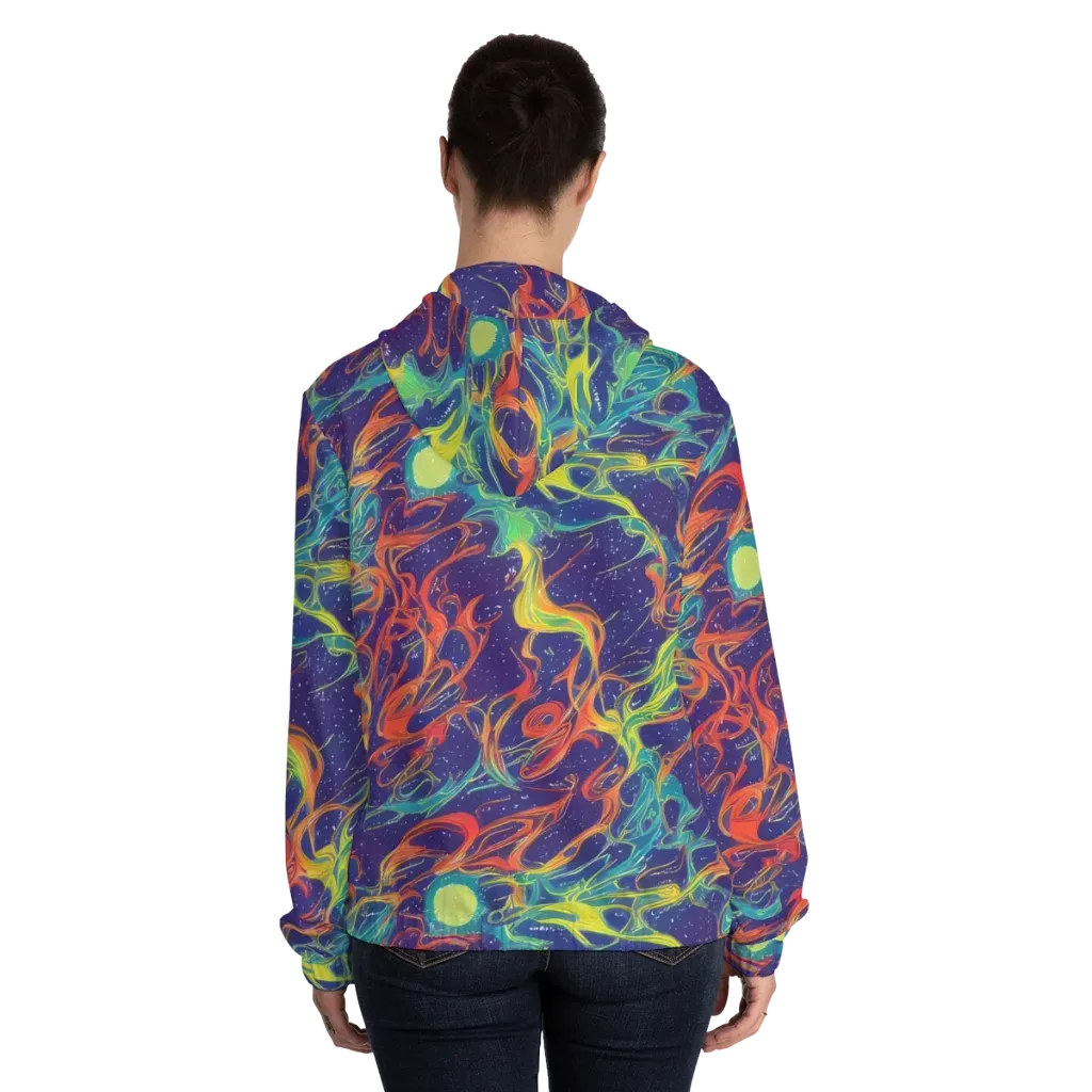 Prismatic Galaxy on Women's Full-Zip Hoodie — Back On Person