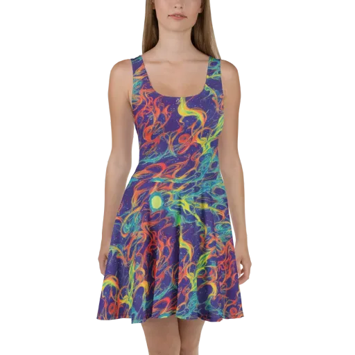 Prismatic Galaxy on a Skater Dress