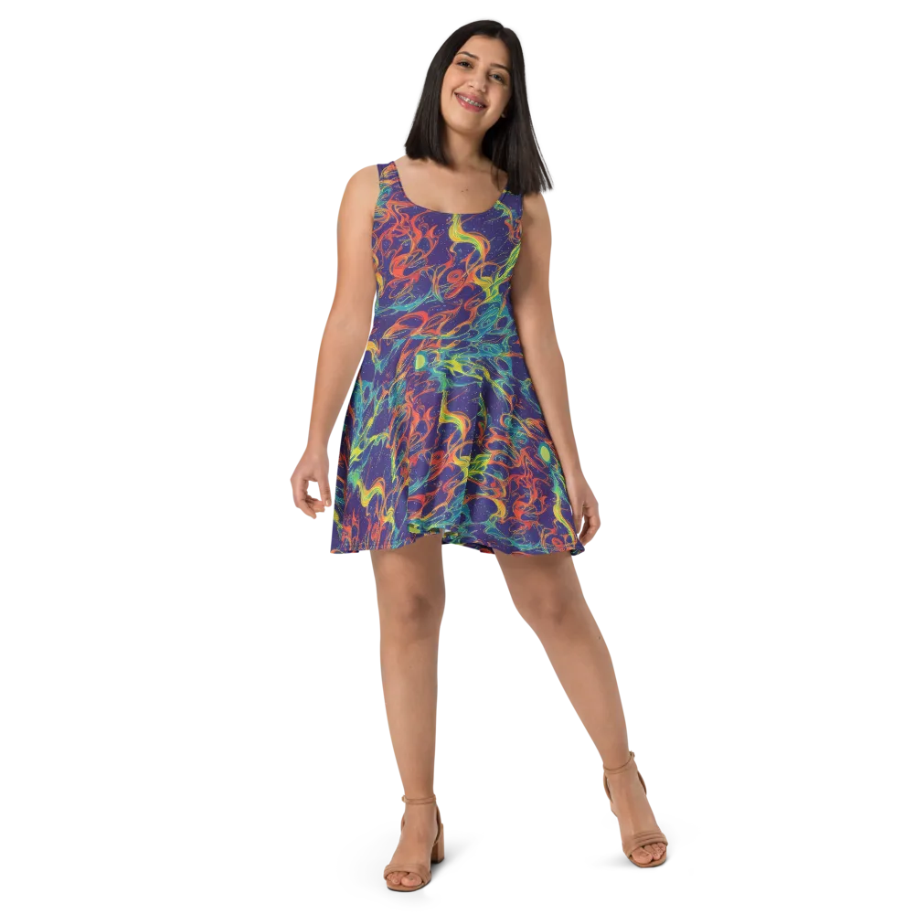 Prismatic Galaxy on Skater Dress — Front