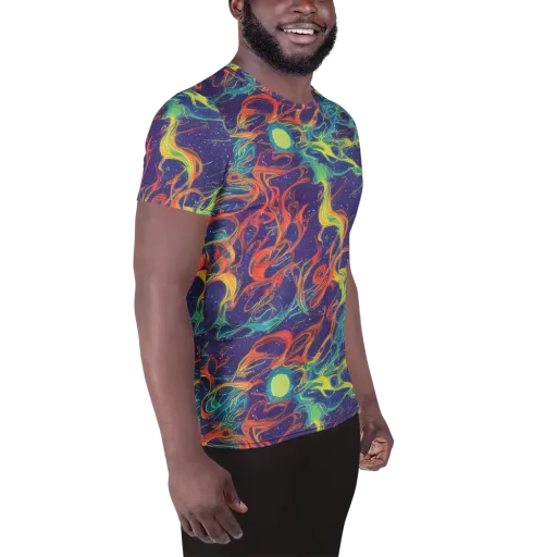 Prismatic Galaxy on a Men's Athletic T-Shirt