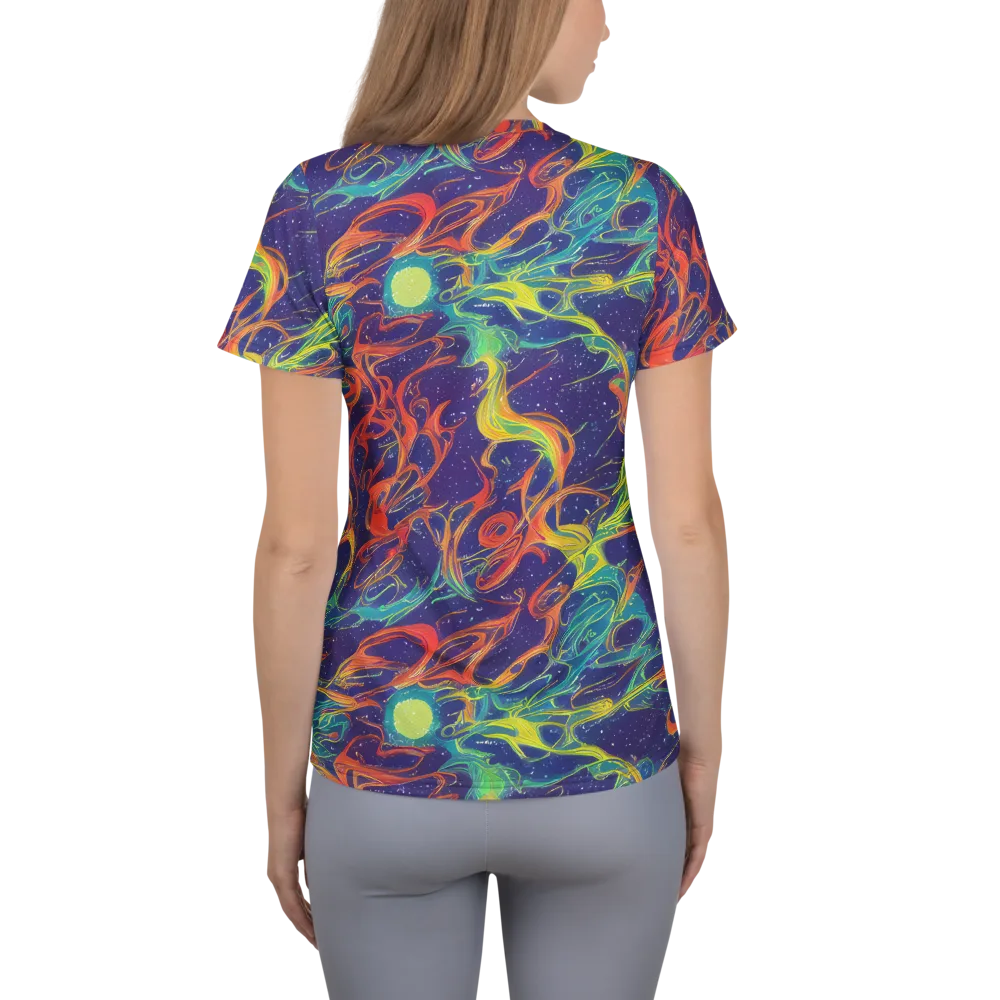 Prismatic Galaxy on Women's Athletic T-Shirt — Back