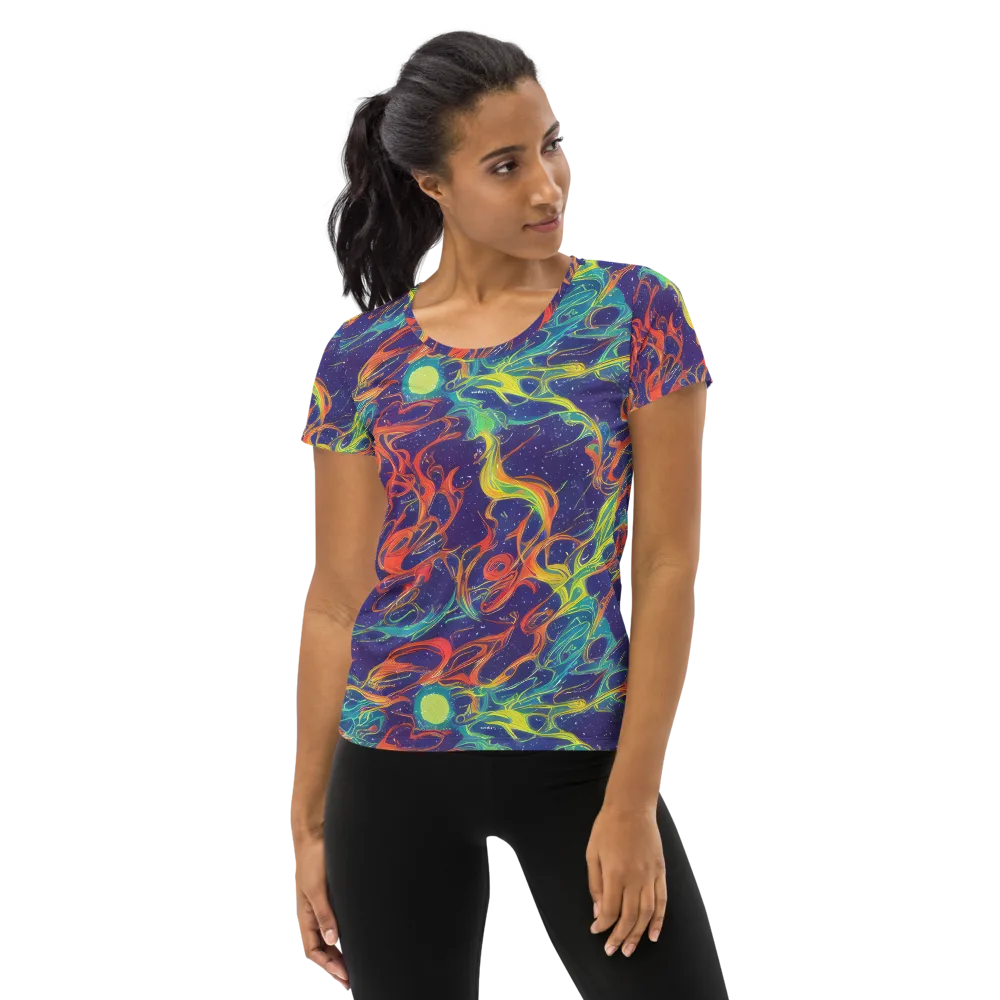 Prismatic Galaxy on Women's Athletic T-Shirt — Front