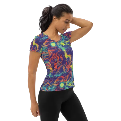 Prismatic Galaxy on a Women's Athletic T-Shirt