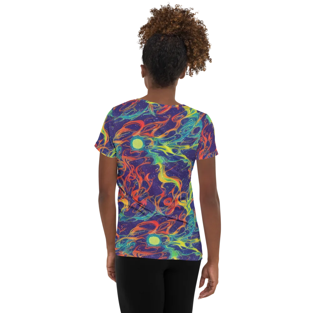 Prismatic Galaxy on Women's Athletic T-Shirt — Back