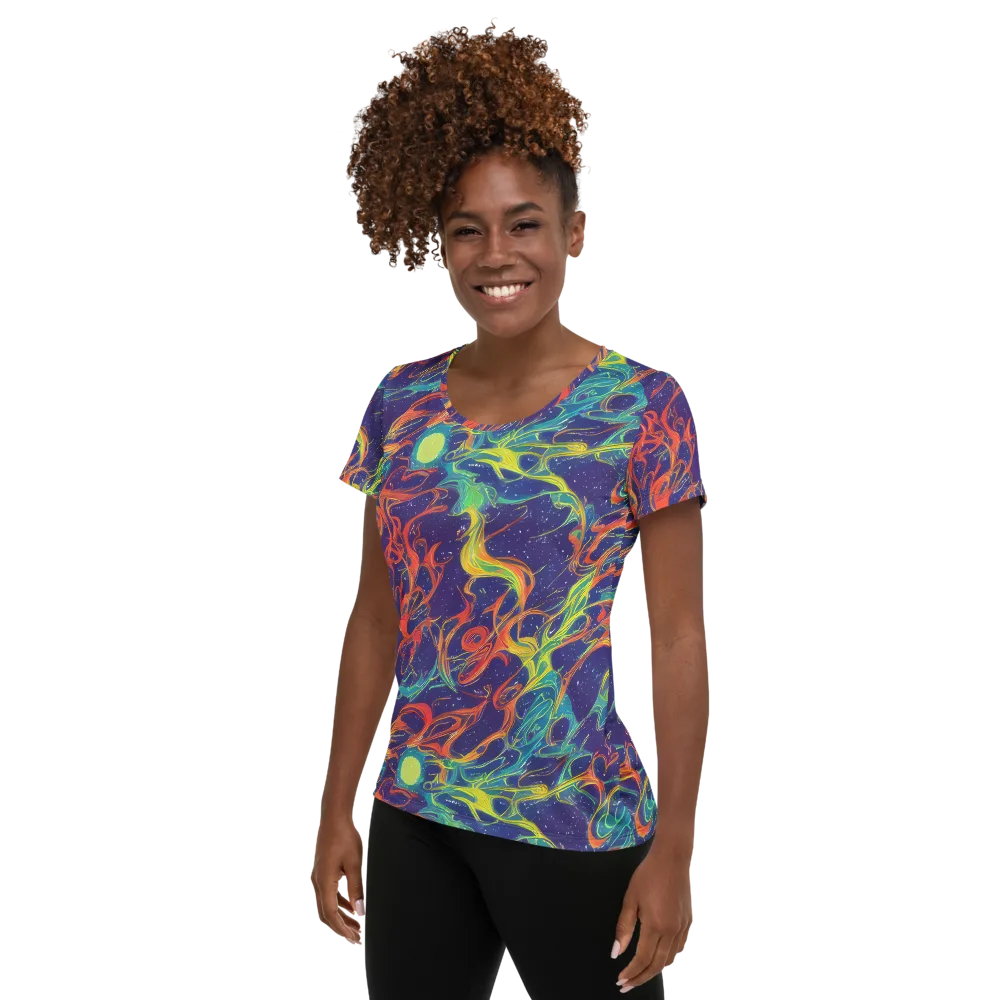 Prismatic Galaxy on Women's Athletic T-Shirt — Left